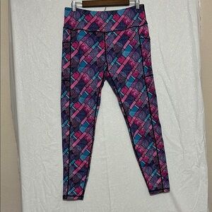 Constantly Varied Gear Pink and Blue Leggings High Waist Athletic Wear